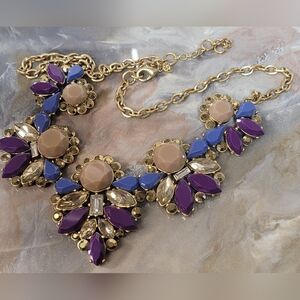 Elegant Gold and Purple Statement Necklace